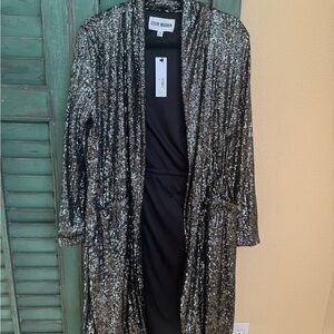 Steve Madden Black and Silver Sequin Jacket